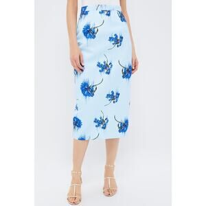 EMILIA WICKSTEAD Blue Flowers on Duck Egg Lorelei Skirt Size 4 NWT Retail $1130